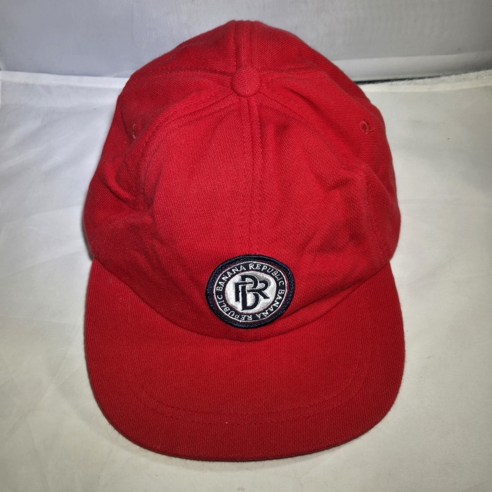 VINTAGE Banana Republic Hat Cap Fitted Medium/Large Red Fleece Logo